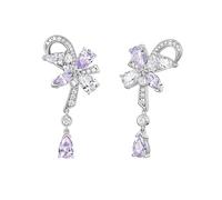 FANCIME Wisteria Ripple Earrings White Gold Plated Sterling Silver Purple Simulated Diamond Earring Fine Jewellery Anniversary Birthday Valentines Day Mothers Day Wedding Gifts for Women Mom
