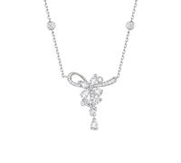 FANCIME Wisteria Ripple Necklace White Gold Plated Sterling Silver White Simulated Diamond Necklace Fine Jewellery Anniversary Birthday Valentines Day Mothers Day Wedding Gifts for Women Mom