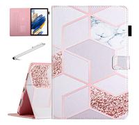 Fancity Case for Samsung Galaxy Tab A8 10.5 Inch 2022 Release, Multi-Viewing Angles, PU Leather Smart Cover with Auto Sleep Wake Feature for Galaxy Tab A8 Tablet [SM-X200/X205/X207], Gold Marble