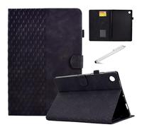 Fancity Case for Samsung Galaxy Tab A9+ 11 Inch (SM-X210/SM-X216/SM-X218) 2023 Release, Suede Leather Embossed Design with Kickstand Card Slot Cover Compatible with Galaxy Tab A9 Plus Tablet - Black