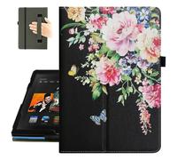 Fancity for All-New Amazon Kindle Fire Max 11 Case (13th Generation, 2023 Release) 11" - Slim Folding Folio Cover with Stand, Auto Wake/Sleep & Hand Strap Fire 11 Max Case, Black Roses