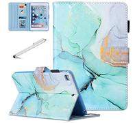 Fancity for iPad 9th Gen Case - 10.2 Inch PU Leather Case with Pen Holder, Card Slot, Smart Wake/Sleep Stand, Green Marble