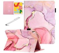 Fancity for iPad 9th Generation Case 2021, for iPad 8th 7th Generation Case (2020/2019 Release), 10.2 Inch PU Leather Case with Pen Holder, Card Slot Smart Wake Sleep Stand Cover, Marble Pink