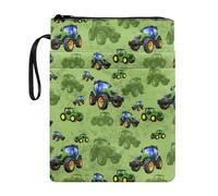 FANCOSAN Book Sleeve Green Tractor Book Covers for Hardcover Parperbacks Washable Book Protector Pouch,Book Lover Gifts,11x8.7 Inch