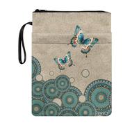 FANCOSAN Book Sleeve Pouch Boho Mandala Floral Butterfly Printed Book Protector Book Covers with Zipper for Hardcover Paperbacks