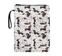 FANCOSAN Dog Lovers Gift Book Sleeve Cute Doxie Dachshund Print Book Pouch Book Protector Covers for Book Lovers 11x8.7 Inch Washable Fabric