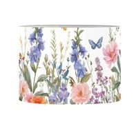 FANCOSAN Floral Drum Lampshade Cover with Spider Replacement Shade for Bedroom Living Room Study Desk Table Nightstand Lampshades L
