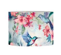 FANCOSAN Floral Hummingbird Print Drum Lampshade Pink Cherry Blossom Print Vintage Lamp Shade with Spider-L