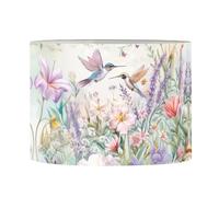 FANCOSAN Hummingbird Drum Lampshade for Bedroom Nightstand Retro Lily Lamp Shade Cover Replacement in Multiple Sizes, S