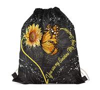 FANCOSAN Personalized Drawstring Bag Sport Gym Sack Bag Shopping Travel Folding Shoulder Backpack Cartoon Animal Pattern, Dark Gray Sunflower