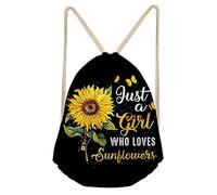 FANCOSAN Personalized Drawstring Bag Sport Gym Sack Bag Shopping Travel Folding Shoulder Backpack Cartoon Animal Pattern, Sunflower-