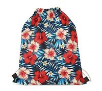 FANCOSAN Personalized Drawstring Bag Sport Gym Sack Bag Shopping Travel Folding Shoulder Backpack Cartoon Animal Pattern, Blue Floral