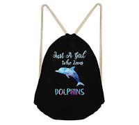FANCOSAN Personalized Drawstring Bag Sport Gym Sack Bag Shopping Travel Folding Shoulder Backpack Cartoon Animal Pattern, Blue on Black