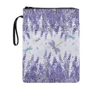 FANCOSAN Purple Lavender Dragonfly Book Sleeve Protector with Zipper for Book Lovers Washable Book Covers for Hardcover Paperbacks Fits 11x8.7 Inch