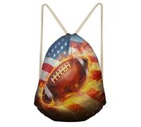 FANCOSAN Sport Ball Designs Drawstring Bag Cinch Pack for Mens Womens Fitness Gym Sackpack, American Football, One Size, Traditional