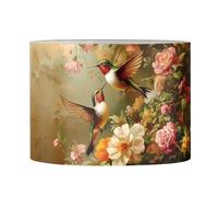 FANCOSAN Trendy Hummingbird Drum Shade for Bedroom Nightstand Green Floral Home Decor Lamp Shade Cover Multiple Sizes L