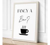 Fancy a Brew Typography Canvas Wall Art Print 18x12 Inch
