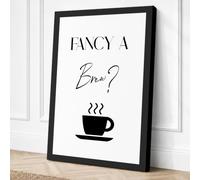 Fancy a Brew Typography Canvas Wall Art Print 24x16 Inch