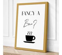 Fancy a Brew Typography Canvas Wall Art Print 30x20 Inch