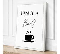Fancy a Brew Typography Canvas Wall Art Print 30x20 Inch