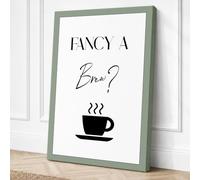 Fancy a Brew Typography Canvas Wall Art Print 36x24 Inch | Ready to Hang, Gallery Wrapped, Fade-Resistant Inks, Securely Packaged, UK Made