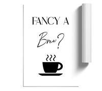 Fancy A Brew Typography | Unframed Wall Art Print | Ready to Frame Poster | Modern Home Decor Picture | Artwork for Living Room, Bedroom, Kitchen or Office | A3 (29.7x42 cm)