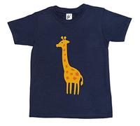 Fancy A Snuggle African Giraffe Cartoon Kids Boy Girl Cotton Short Navy Blue Sleeve T-Shirt - Size 3-4 Years