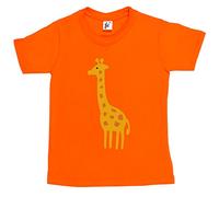 Fancy A Snuggle African Giraffe Cartoon Kids Boy Girl Cotton Short Orange Sleeve T-Shirt - Size 5-6 Years