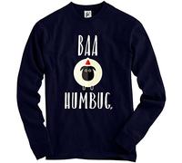 Fancy A Snuggle Baa Humbug White Sheep Bah Humbug Adult Christmas Jumper Sweatshirt Navy Blue L