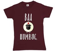 Fancy A Snuggle Baa Humbug White Sheep Bah Humbug Womens Boyfriend Fit T-Shirt Burgundy Large