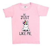 Fancy A Snuggle Be Just Like Me Cute Big Eye Unicorn Kids Girls T-Shirt Baby Pink 5-6 Year Old