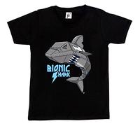 Fancy A Snuggle Bionic Robot Mechanical Razor Sharp Tooth White Shark Kids Boys/Girls T-Shirt Black 12-14 Year Old