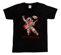 Fancy A Snuggle Boys Let's Rock Astronaut Rockstar T-Shirt Black 5-6 Years