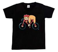 Fancy A Snuggle Boys Sloth on a Bicycle T-Shirt Black 9-11 Years