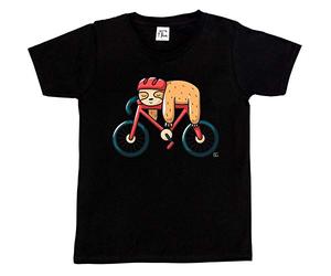 Fancy A Snuggle Boys Sloth on a Bicycle T-Shirt Black 9-11 Years