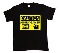 Fancy A Snuggle Caution Angry Gamer - Warning Sign Game Over Lost Game Mens T-Shirt XXX-Large Black