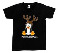 Fancy A Snuggle Christmas Penguin with Red Nose & Reindeer Antlers Kids Boys/Girls T-Shirt