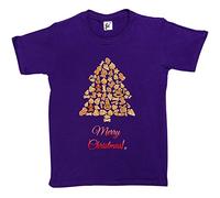 Fancy A Snuggle Christmas Tree Made of Gingerbread Xmas Biscuits Snowmen Hearts Candy Canes Kids Boys/Girls T-Shirt Purple 7-8 Year Old