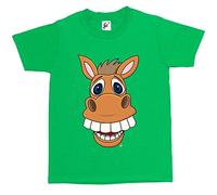 Fancy A Snuggle Close Up Funny Looking Big Teeth Horse Kids Boys/Girls T-Shirt Green 9-11 Year Old