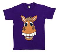 Fancy A Snuggle Close Up Funny Looking Big Teeth Horse Kids Boys/Girls T-Shirt Purple 9-11 Year Old