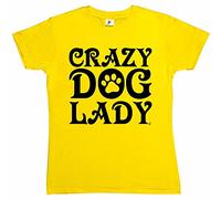 Fancy A Snuggle Crazy Dog Lady Woof Paw Print Womens Boyfriend Fit T-Shirt Yellow X-Large