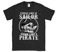 Fancy A Snuggle Curse Like A Sailor Drink Like A Pirate Captains Skull & Sword Mens T-Shirt Black X-Large