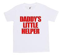 Fancy A Snuggle Daddy's Little Helper Kids Boy Girl Cotton Short White Sleeve T-Shirt - Size 3-4 Years