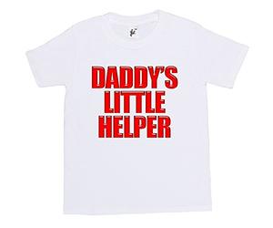 Fancy A Snuggle Daddy's Little Helper Kids Boy Girl Cotton Short White Sleeve T-Shirt - Size 3-4 Years