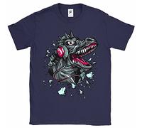 Fancy A Snuggle Dinosaur Breaking Through Wearing Headphones Mens T-Shirt XXXX-Large Navy