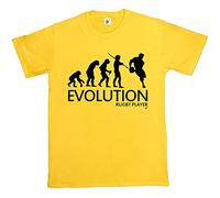 Fancy A Snuggle Evolution of a Rugby Player Yellow Mens Cotton Short Sleeve T-Shirt Size L