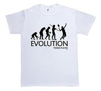 Fancy A Snuggle Evolution of a Tennis Player White Mens Cotton Short Sleeve T-Shirt Size L