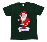 Fancy A Snuggle Father Christmas Ringing Xmas Bells Bottle Green Mens Cotton Short Sleeve T-Shirt Size XXL 2XL