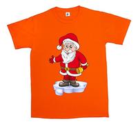 Fancy A Snuggle Father Christmas Ringing Xmas Bells Orange Mens Cotton Short Sleeve T-Shirt Size XL