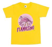 Fancy A Snuggle Flamazing Tropical Long Neck Flamingo Amazing Kids Girls T-Shirt Yellow 3-4 Year Old